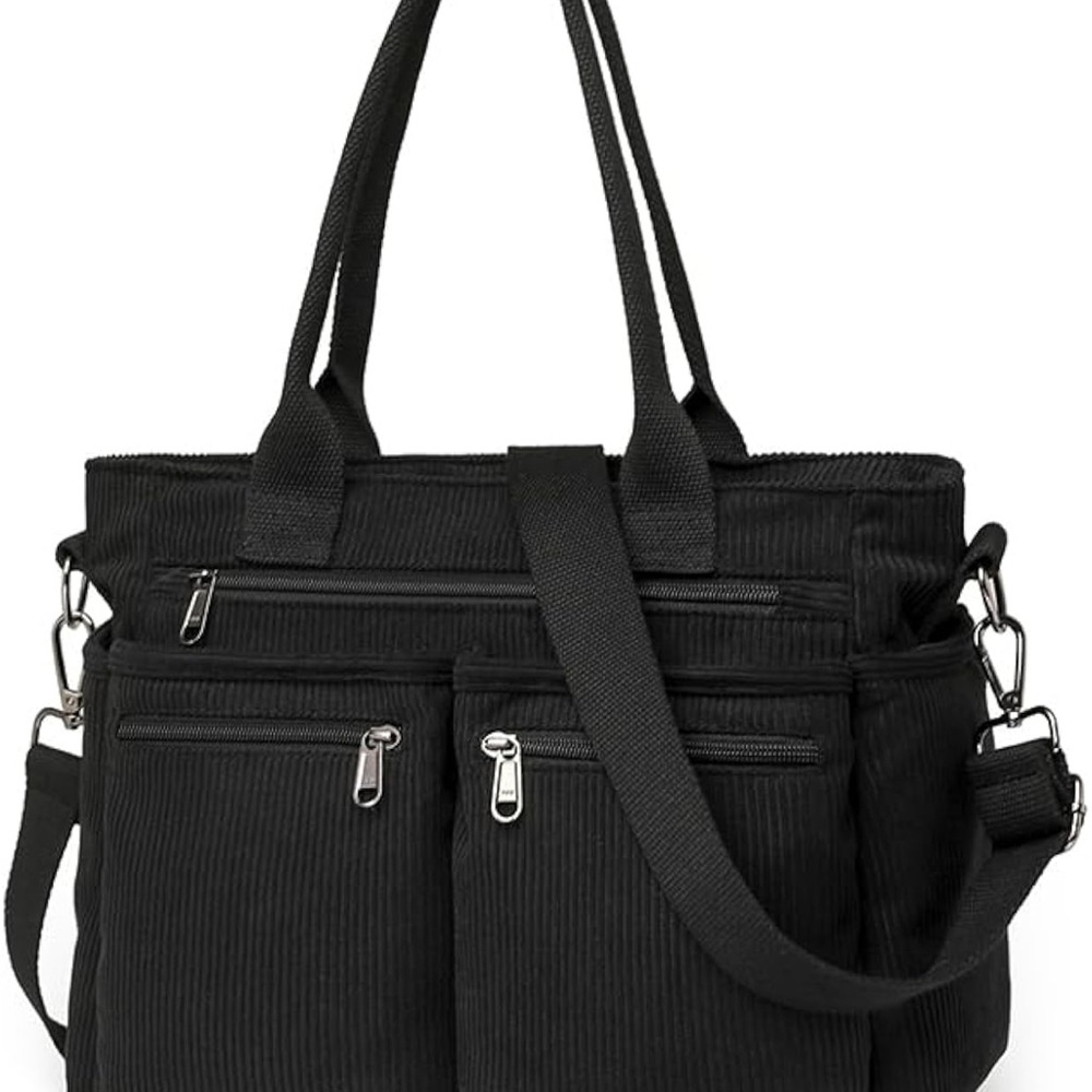 Black Corduroy Messenger Bag